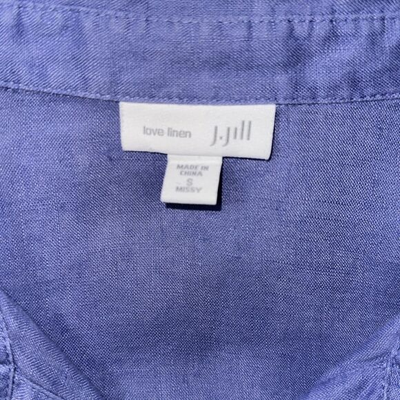 J.Jill S Love Linen Blue Long Sleeve Button Down Collared Essential Shirt - Picture 11 of 14